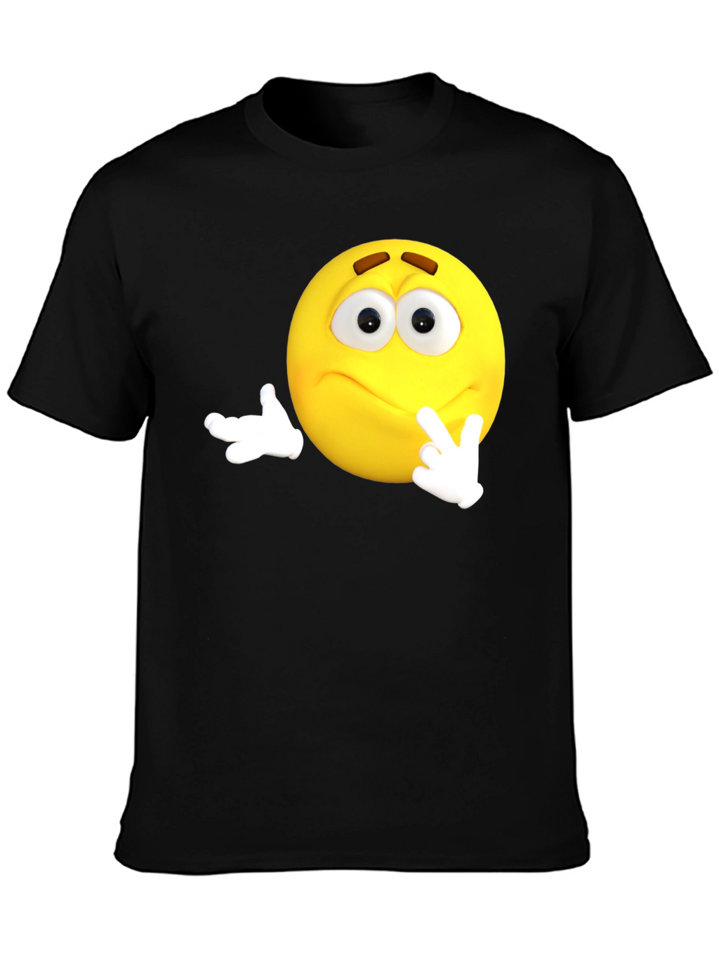 Thinking Emoji Black T-Shirt