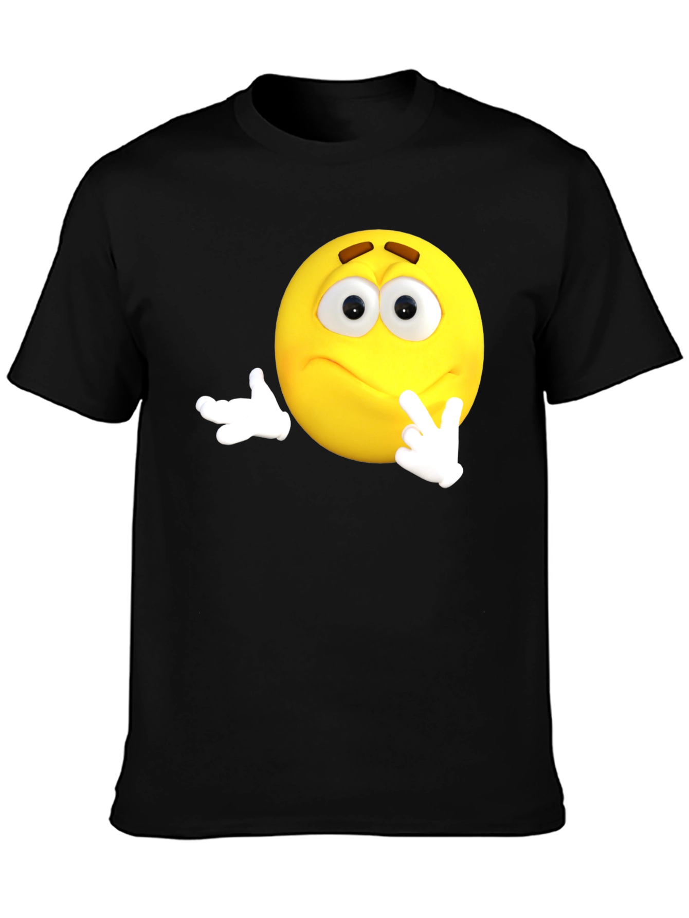 Thinking Emoji Black T-Shirt