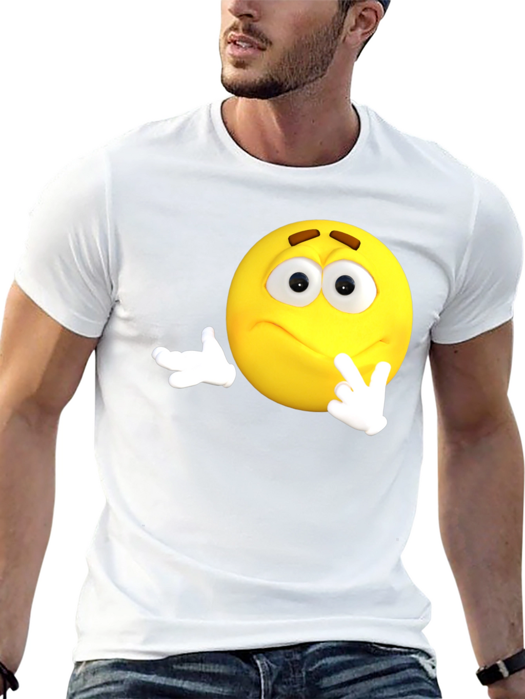 Thinking Emoji Black T-Shirt