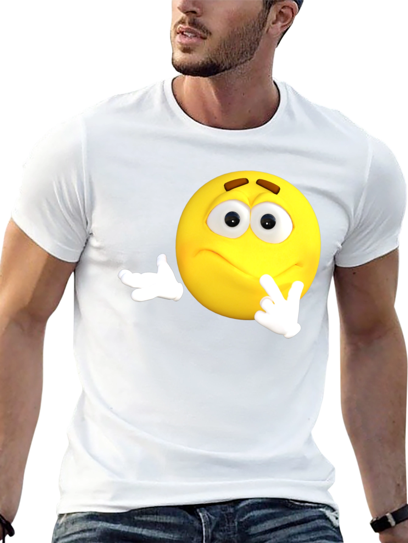 Thinking Emoji Black T-Shirt
