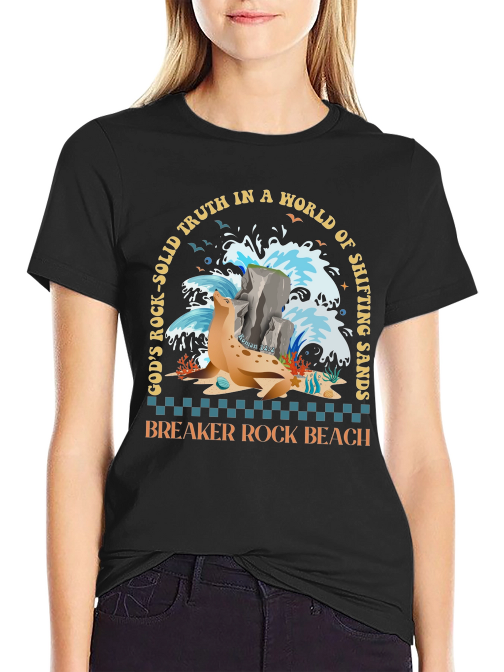 Breaker Rock Beach T-Shirt: Gods Truth in Shifting Sands
