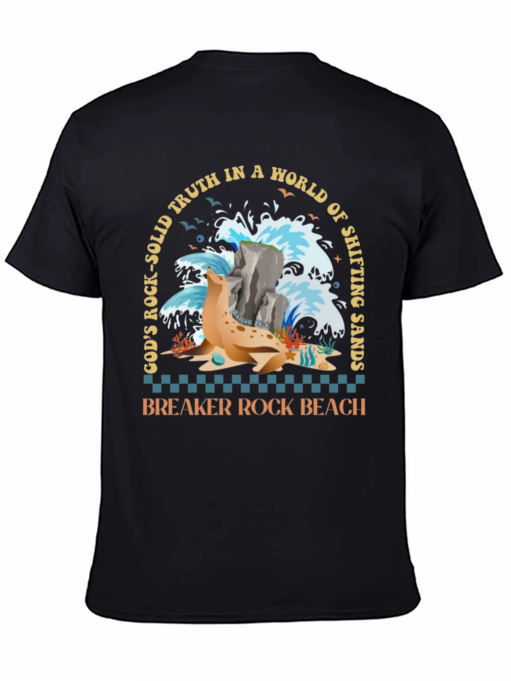 Breaker Rock Beach T-Shirt: Gods Truth in Shifting Sands