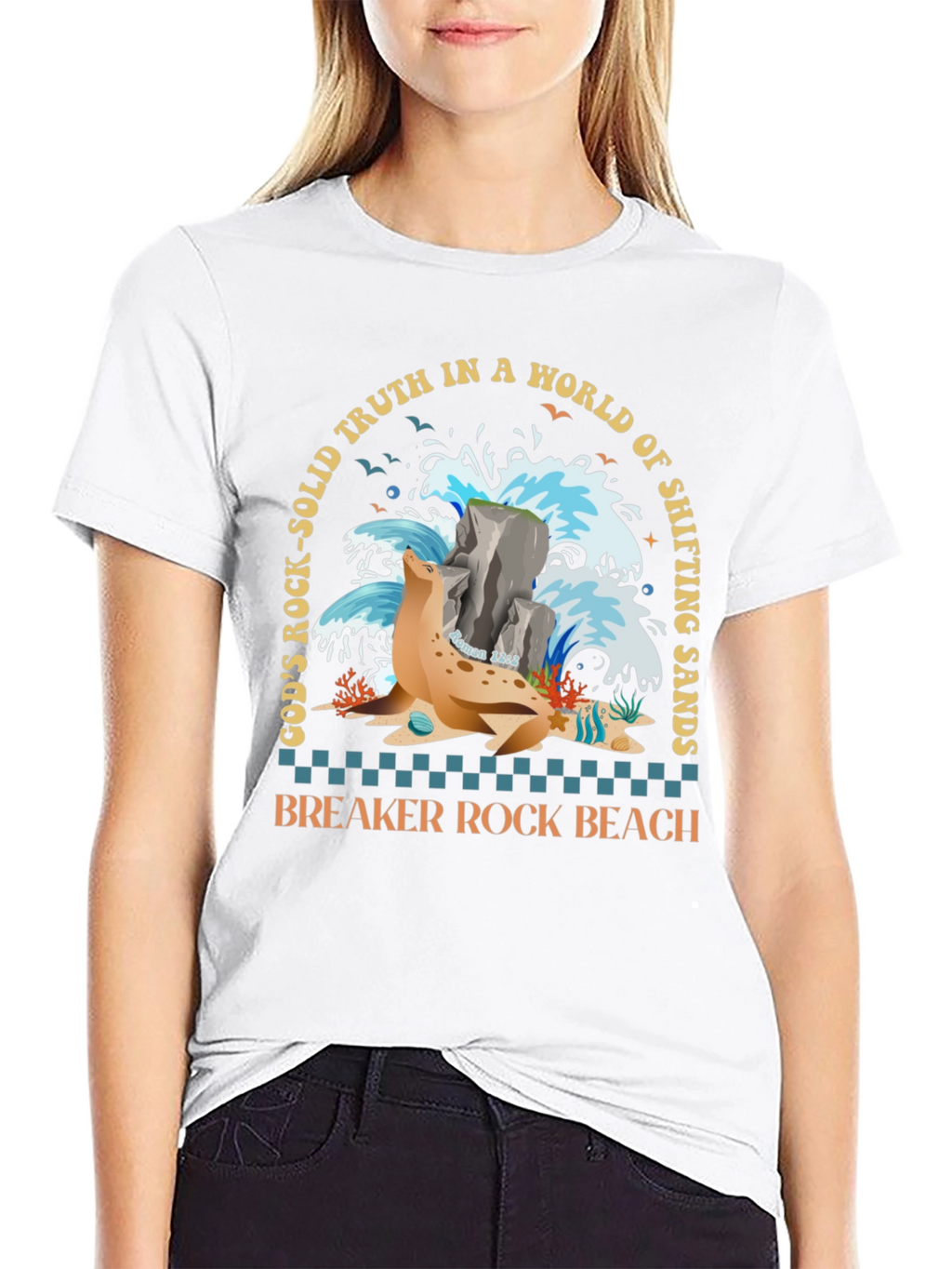 Breaker Rock Beach T-Shirt: Gods Truth in Shifting Sands