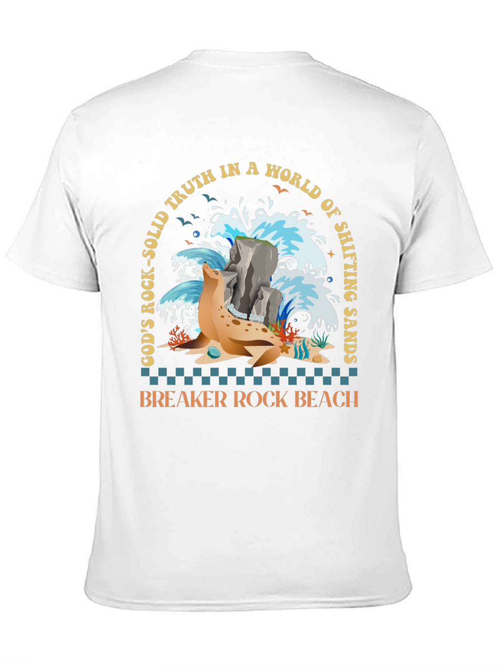 Breaker Rock Beach T-Shirt: Gods Truth in Shifting Sands
