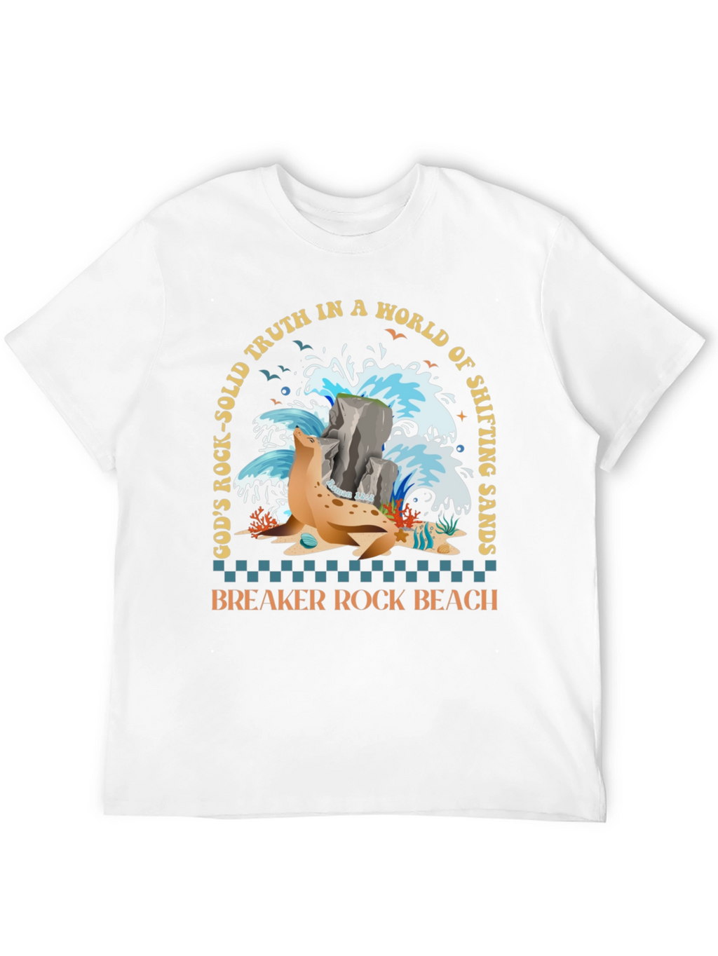 Breaker Rock Beach T-Shirt: Gods Truth in Shifting Sands