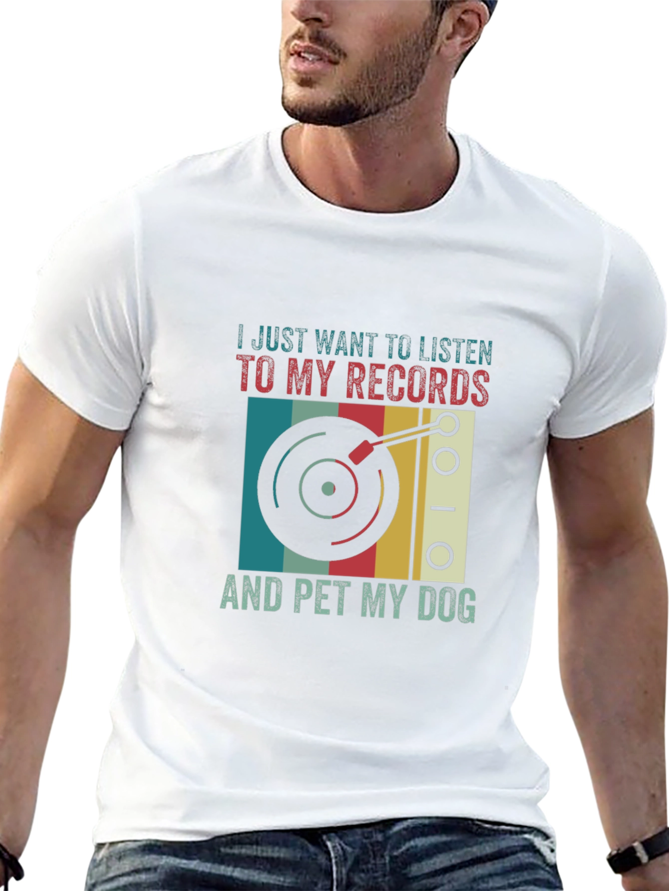 Retro Vinyl & Dog Lover T-Shirt