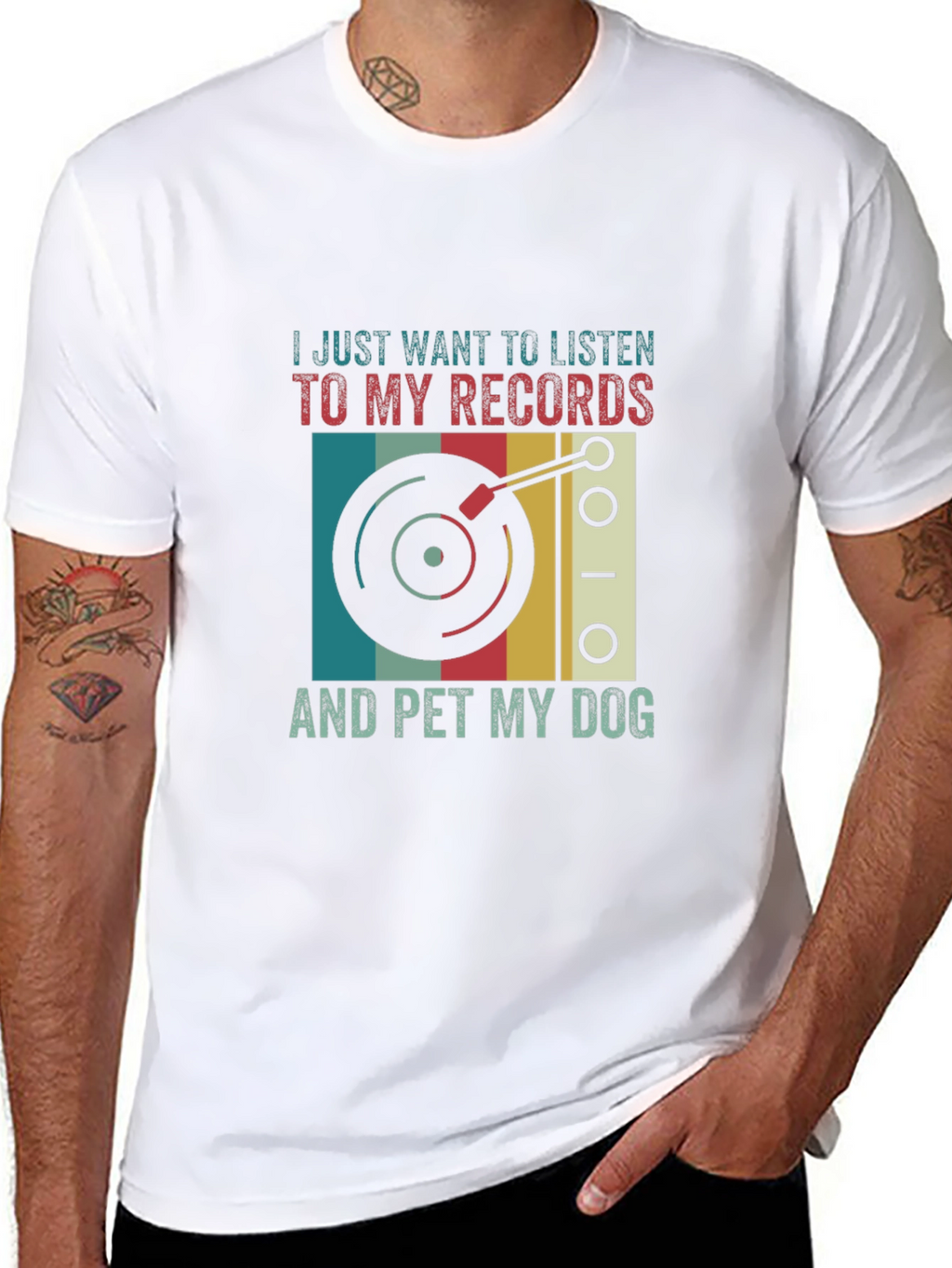 Retro Vinyl & Dog Lover T-Shirt