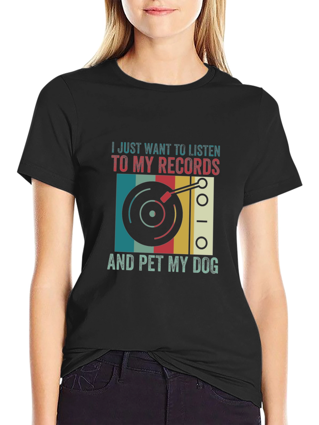Retro Vinyl & Dog Lover T-Shirt