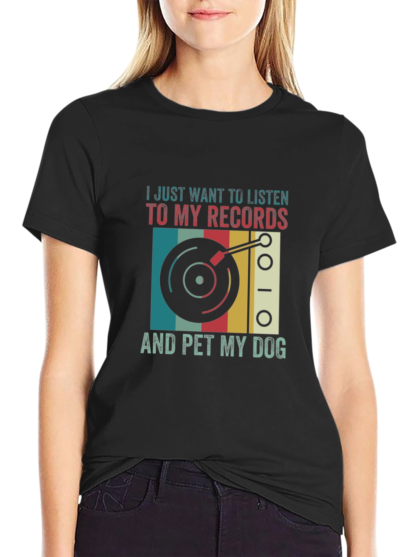 Retro Vinyl & Dog Lover T-Shirt