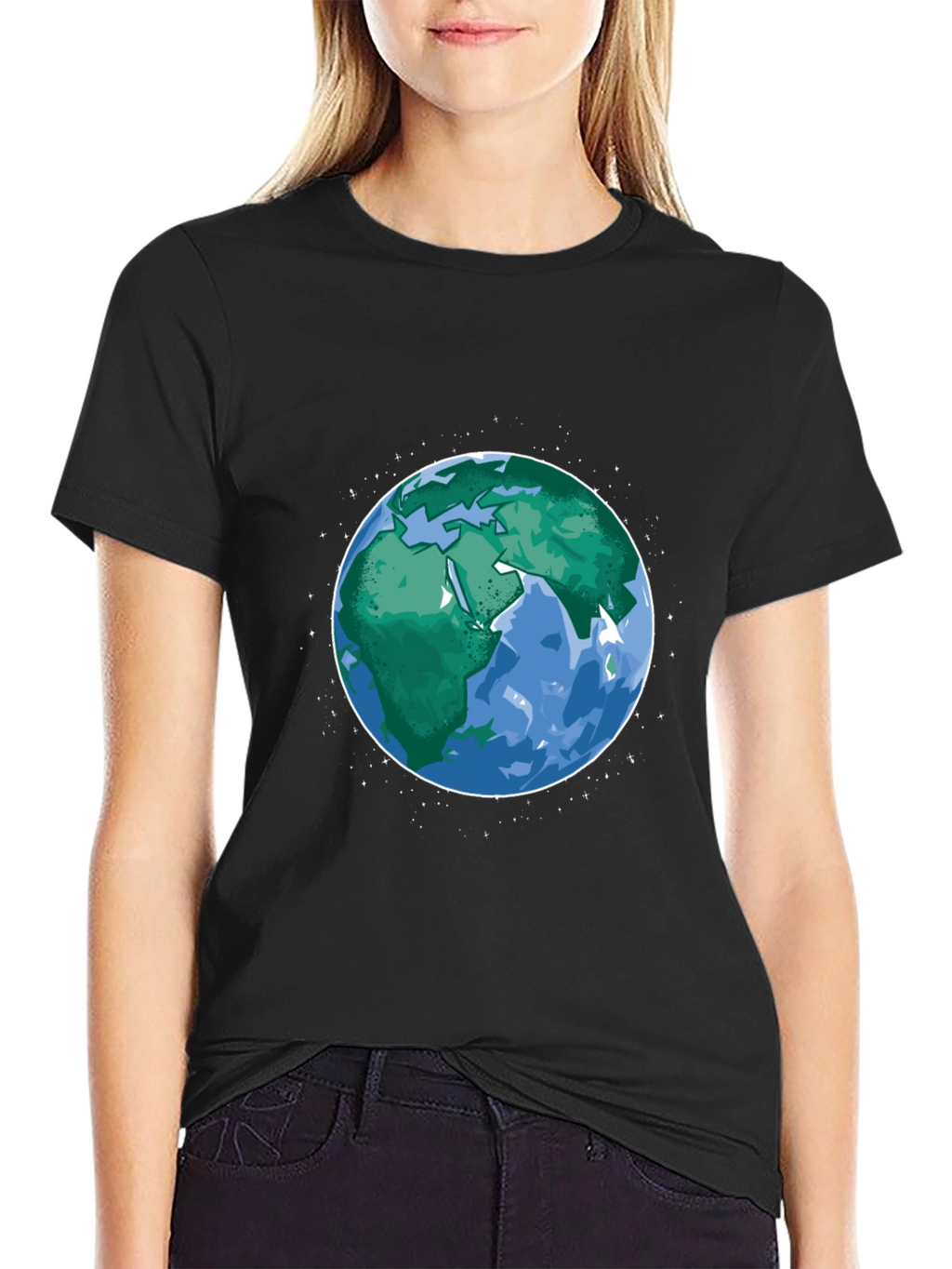 Earth Graphic Print Mens Black T-Shirt