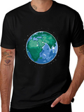 Earth Graphic Print Mens Black T-Shirt