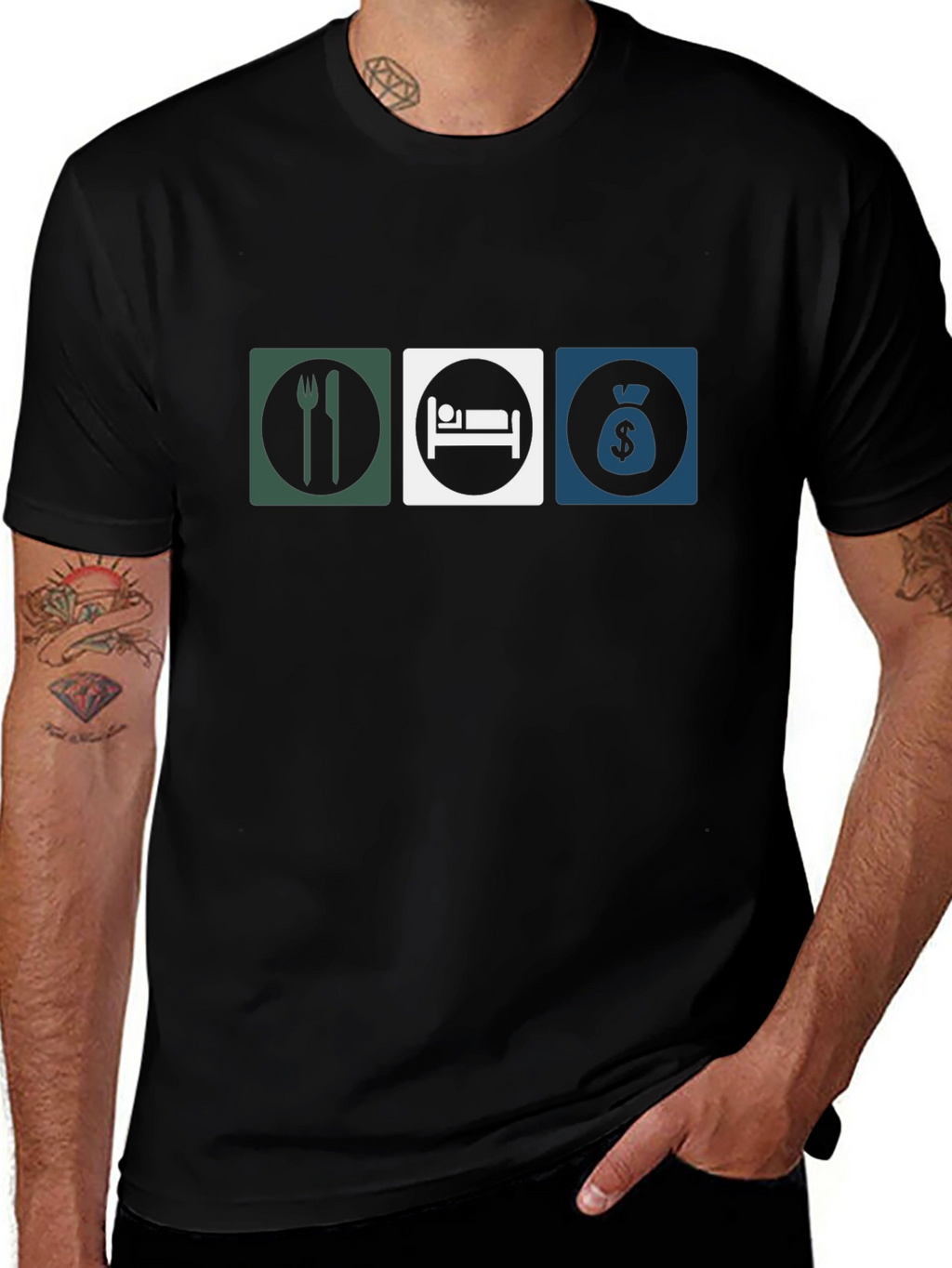 Eat Sleep Money Black T-Shirt