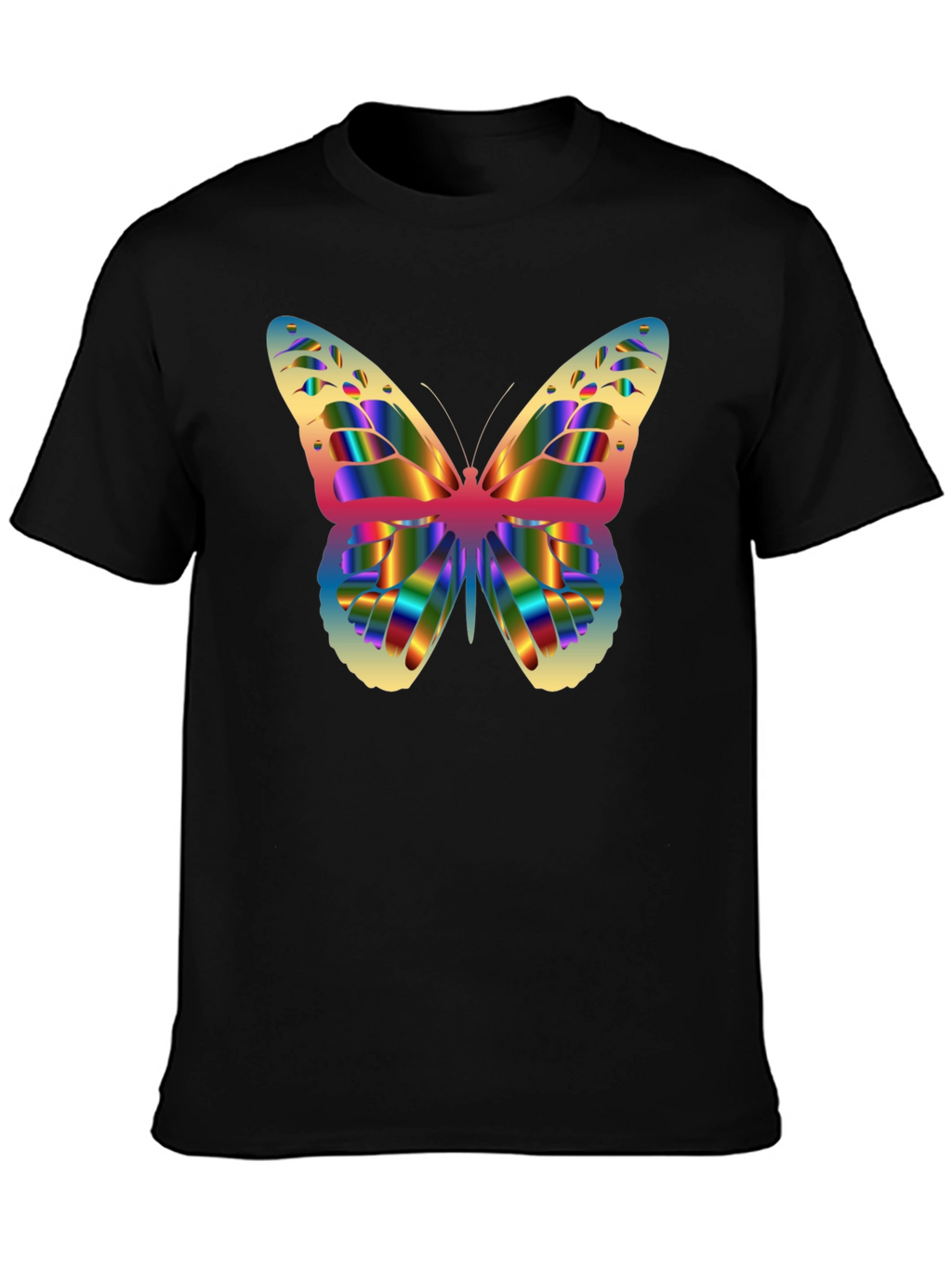 Rainbow Butterfly Graphic T-Shirt - Mens Black Tee