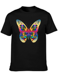 Rainbow Butterfly Graphic T-Shirt - Mens Black Tee