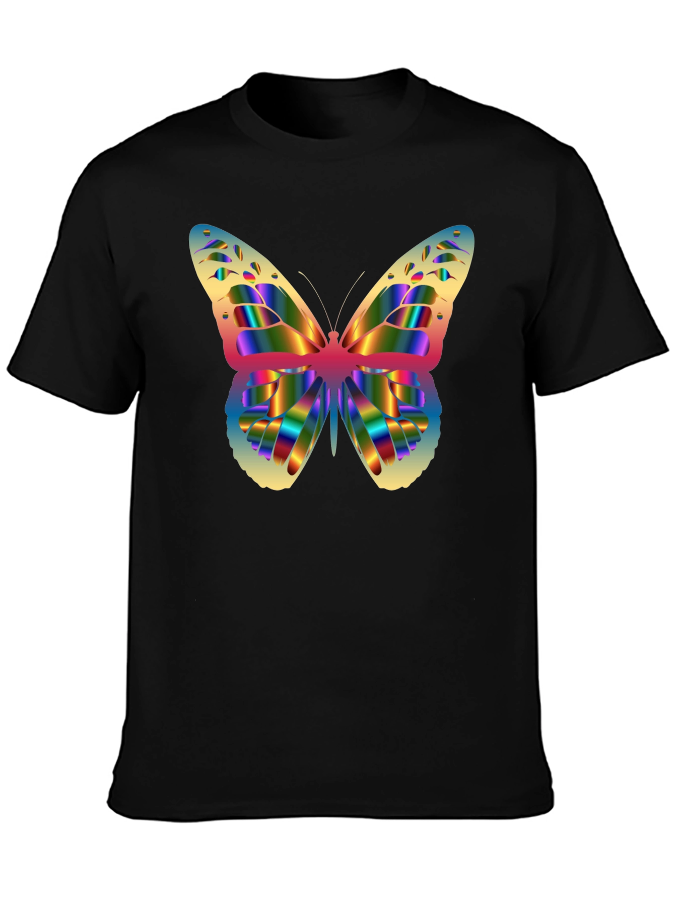 Rainbow Butterfly Graphic T-Shirt - Mens Black Tee