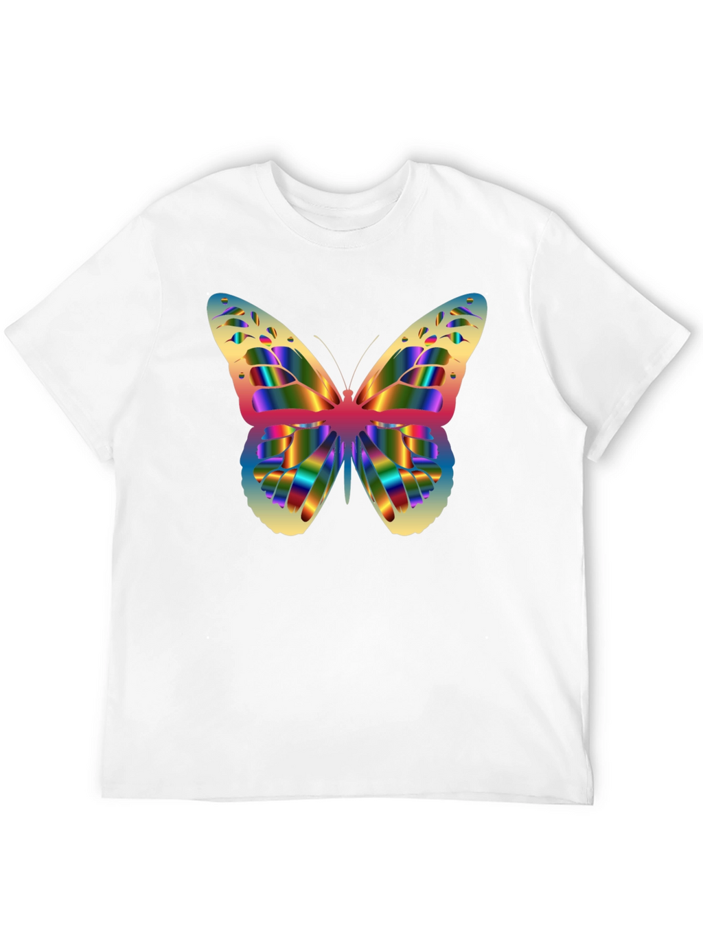 Rainbow Butterfly Graphic T-Shirt - Mens Black Tee