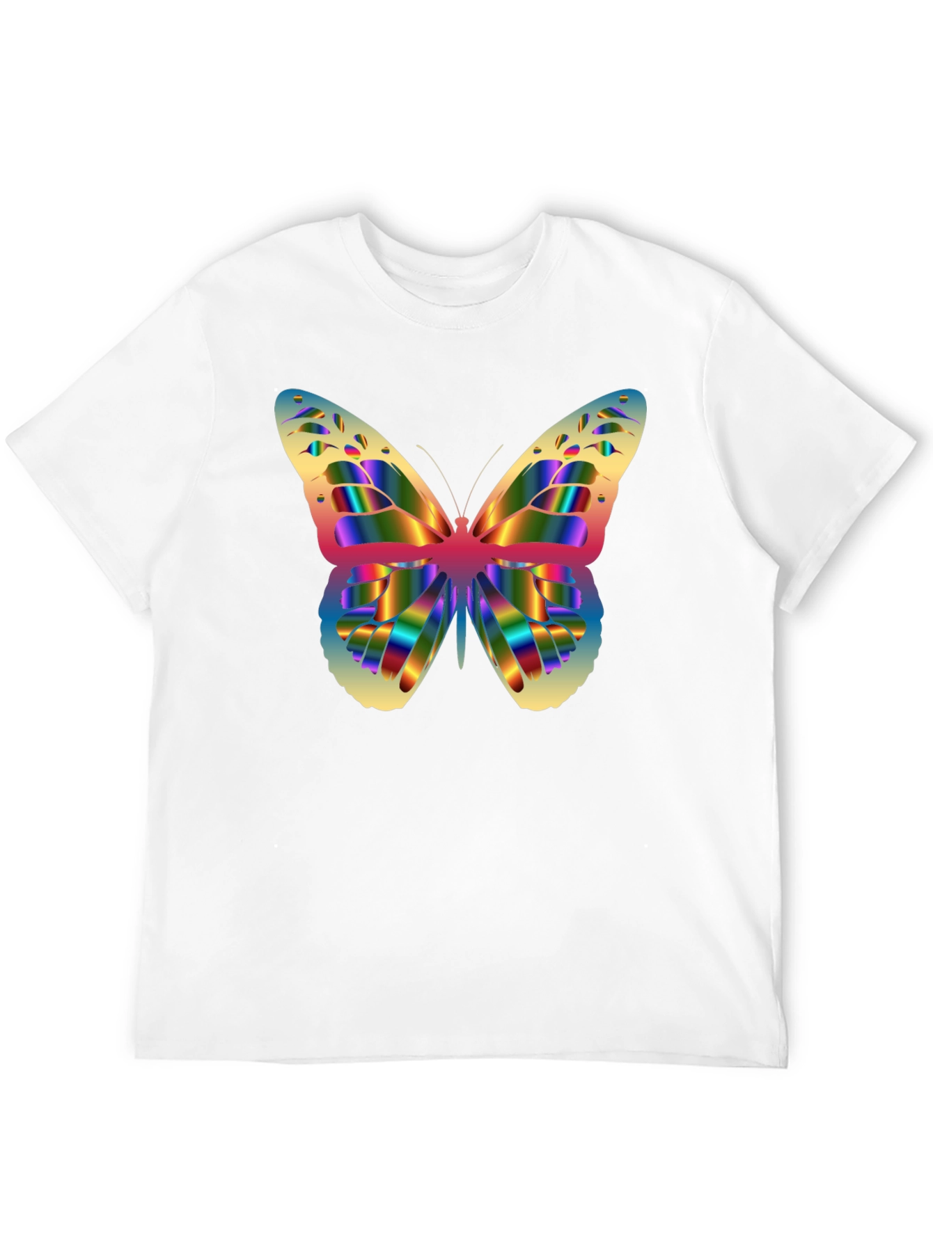 Rainbow Butterfly Graphic T-Shirt - Mens Black Tee