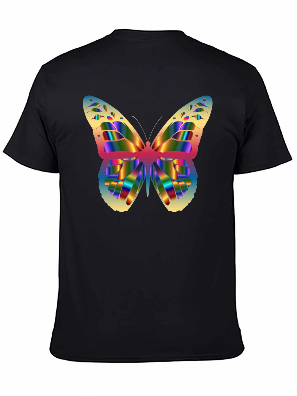 Rainbow Butterfly Graphic T-Shirt - Mens Black Tee