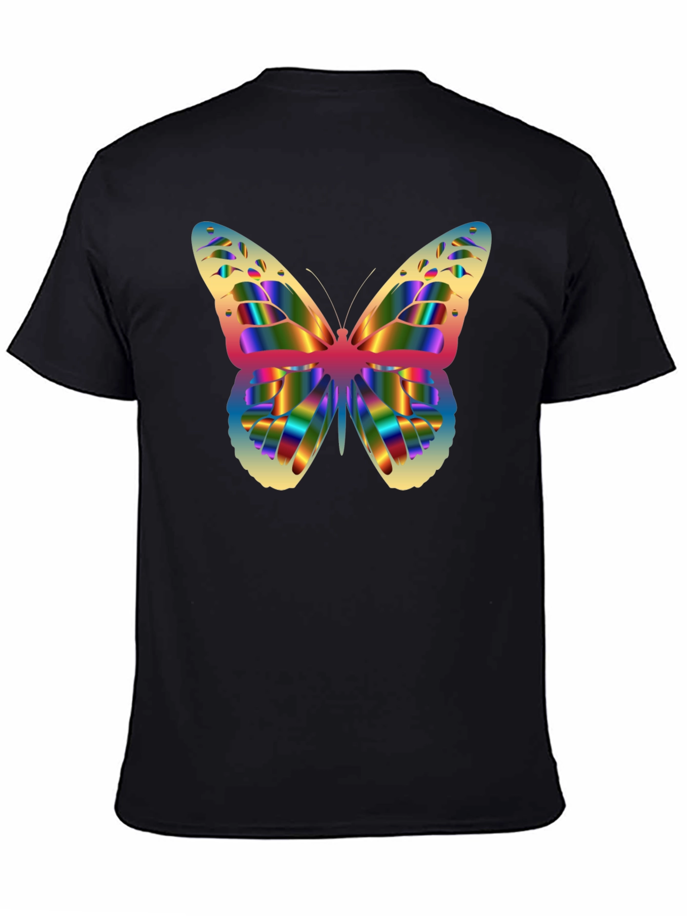 Rainbow Butterfly Graphic T-Shirt - Mens Black Tee