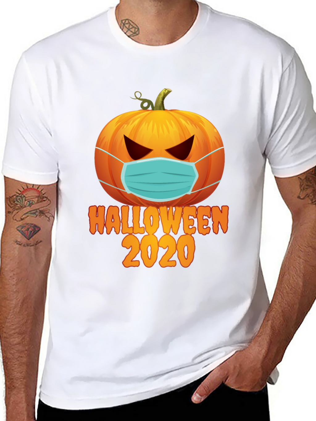 Halloween 2020 Masked Pumpkin Graphic Tee