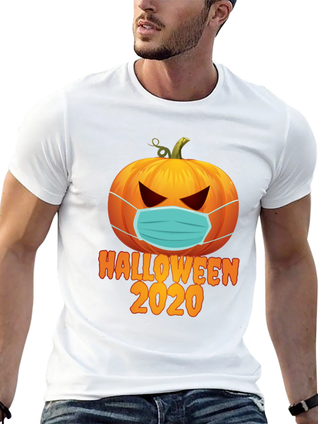 Halloween 2020 Masked Pumpkin Graphic Tee