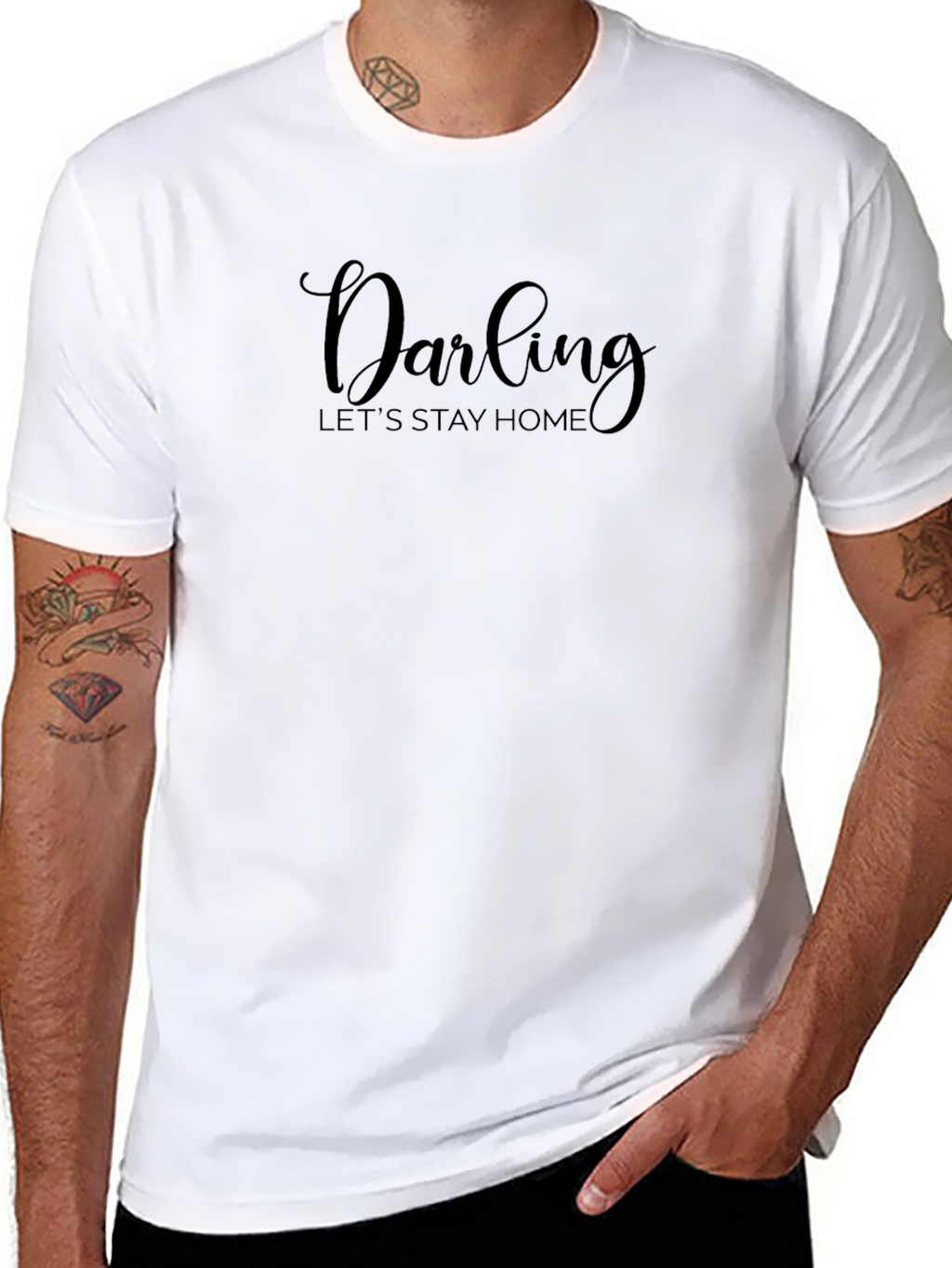 Darling Stay Home Black T-Shirt Casual Tee
