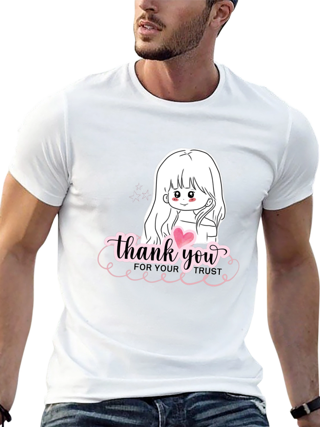 Thank You Girl Graphic T-Shirt - Casual Black Tee