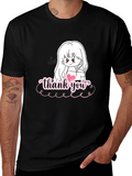 Thank You Girl Graphic T-Shirt - Casual Black Tee
