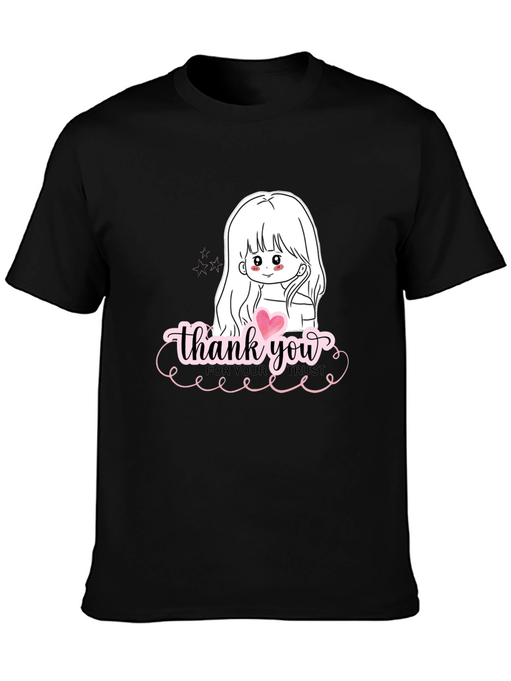 Thank You Girl Graphic T-Shirt - Casual Black Tee