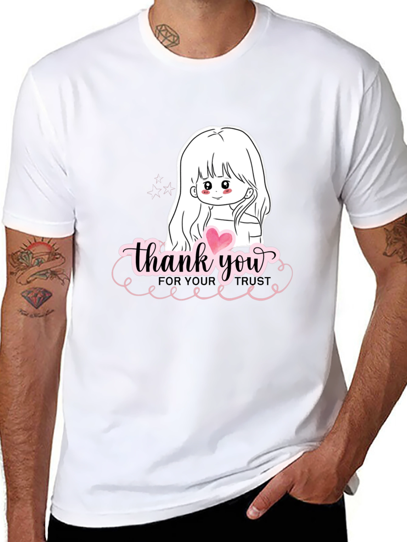 Thank You Girl Graphic T-Shirt - Casual Black Tee