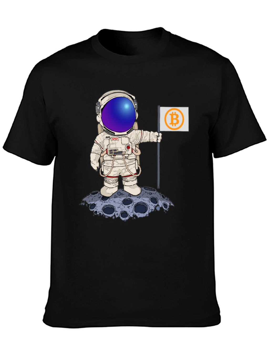 Bitcoin Astronaut Black T-Shirt - Crypto Moon Landing
