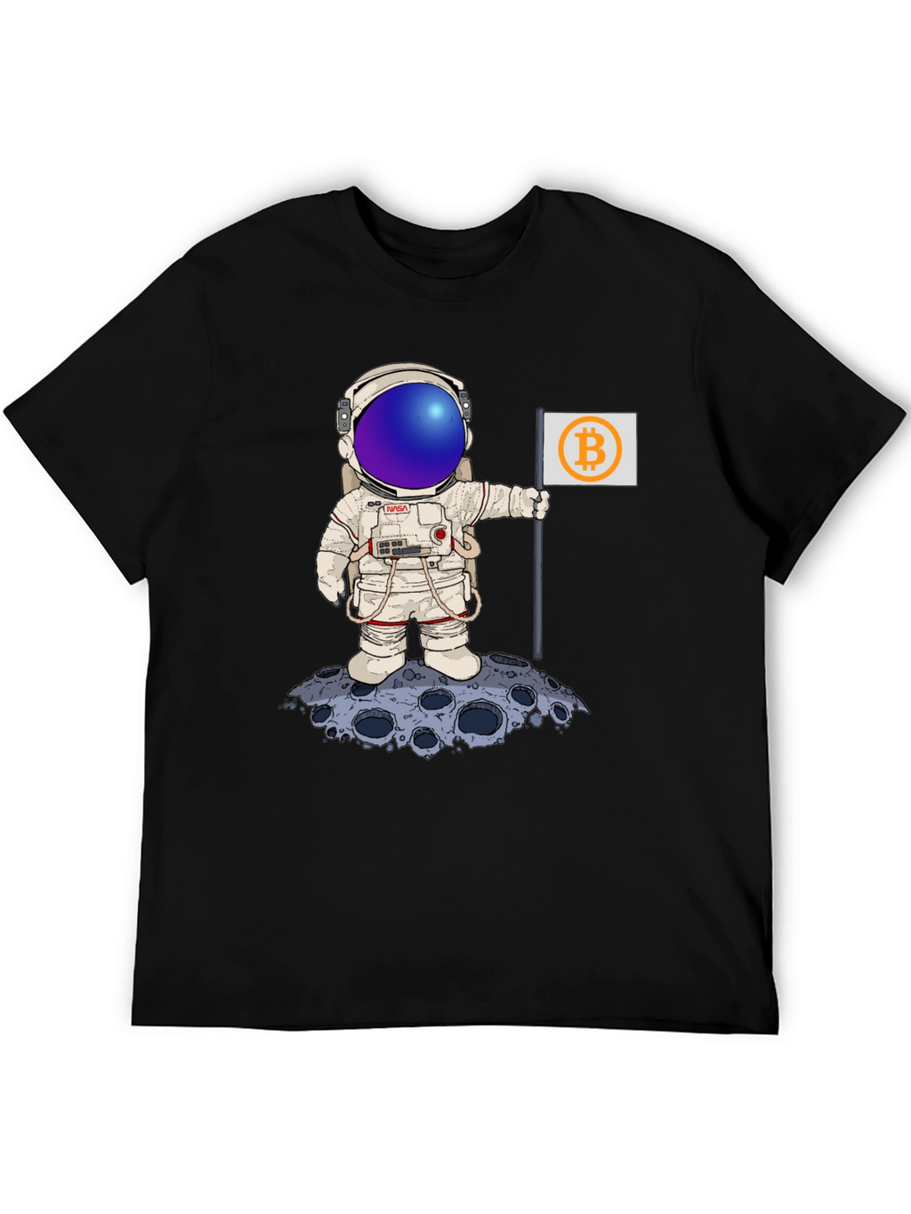 Bitcoin Astronaut Black T-Shirt - Crypto Moon Landing