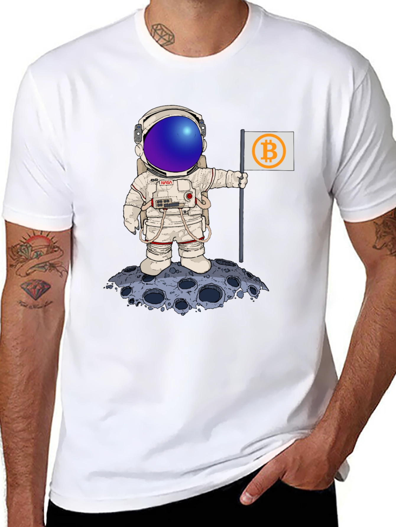Bitcoin Astronaut Black T-Shirt - Crypto Moon Landing