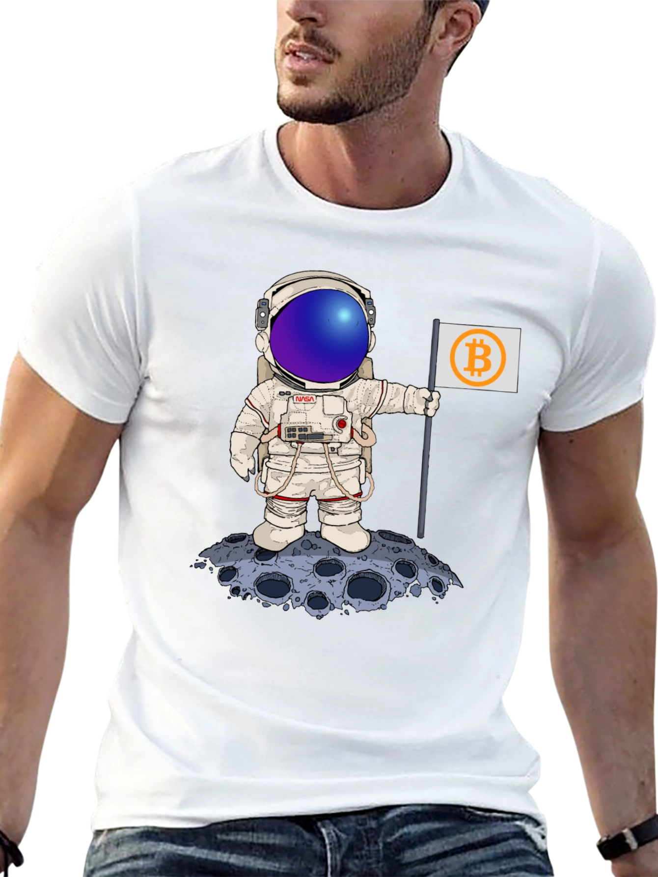 Bitcoin Astronaut Black T-Shirt - Crypto Moon Landing