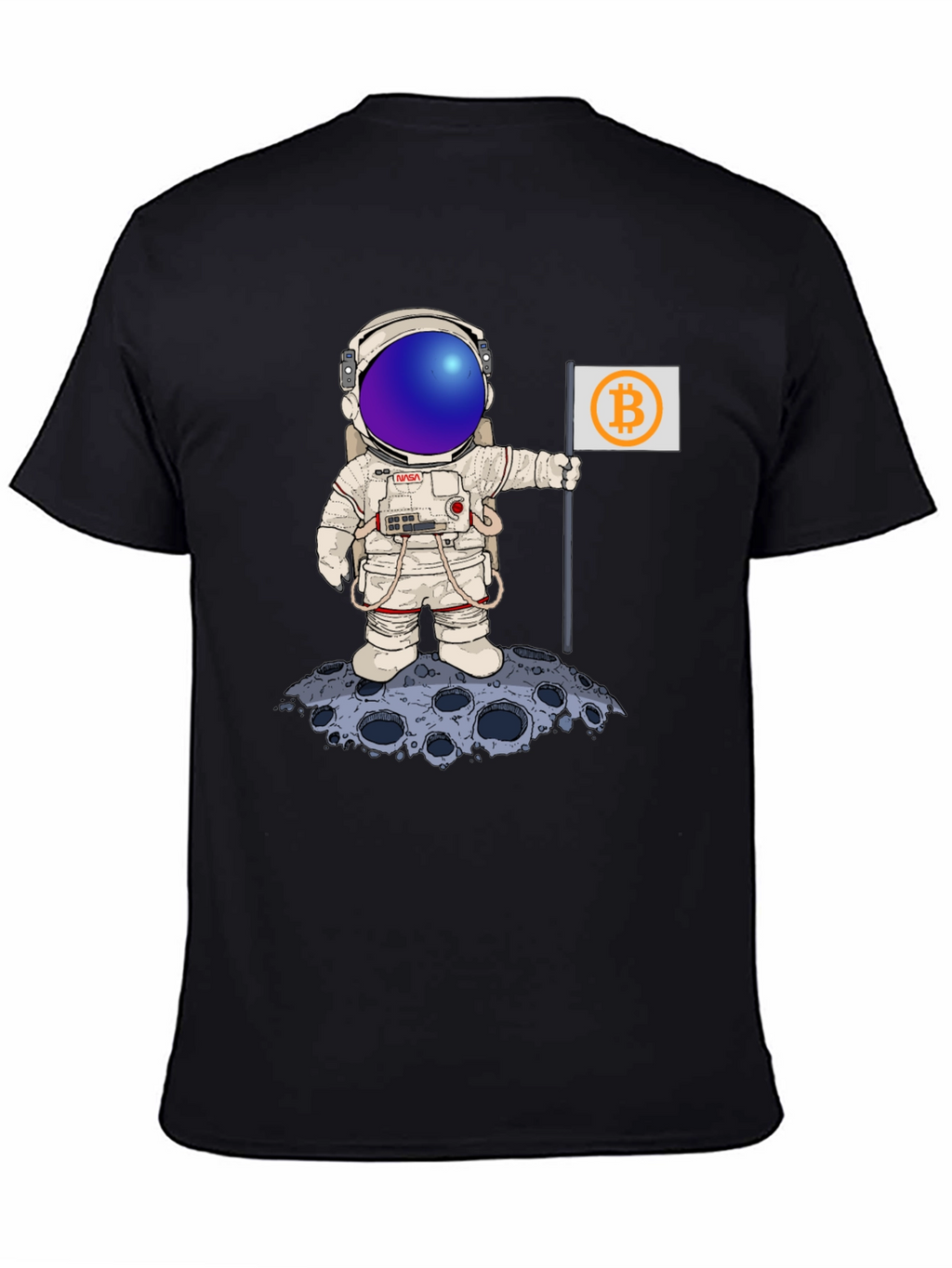 Bitcoin Astronaut Black T-Shirt - Crypto Moon Landing