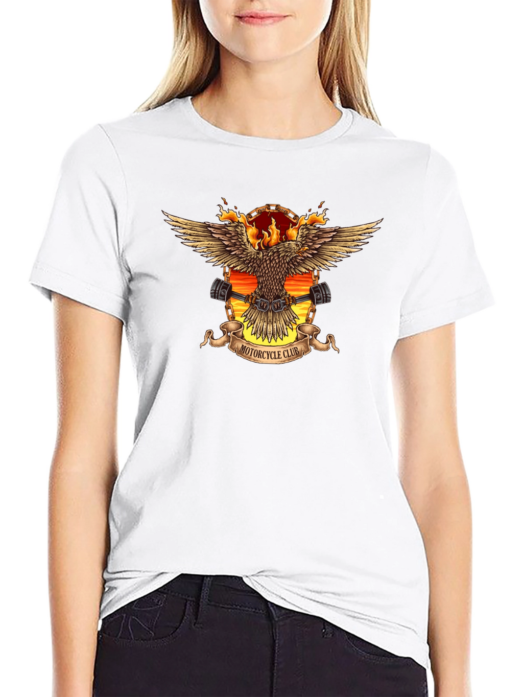 Motorcycle Club Eagle Graphic Tee - Black