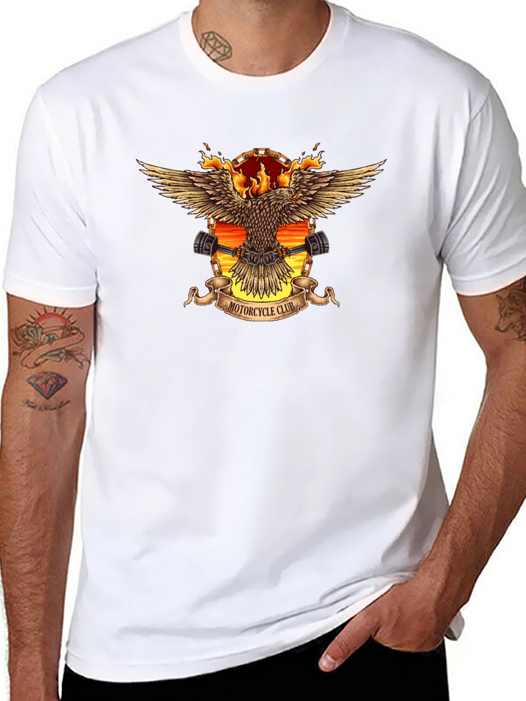 Motorcycle Club Eagle Graphic Tee - Black