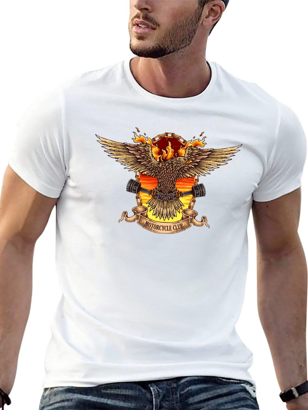 Motorcycle Club Eagle Graphic Tee - Black