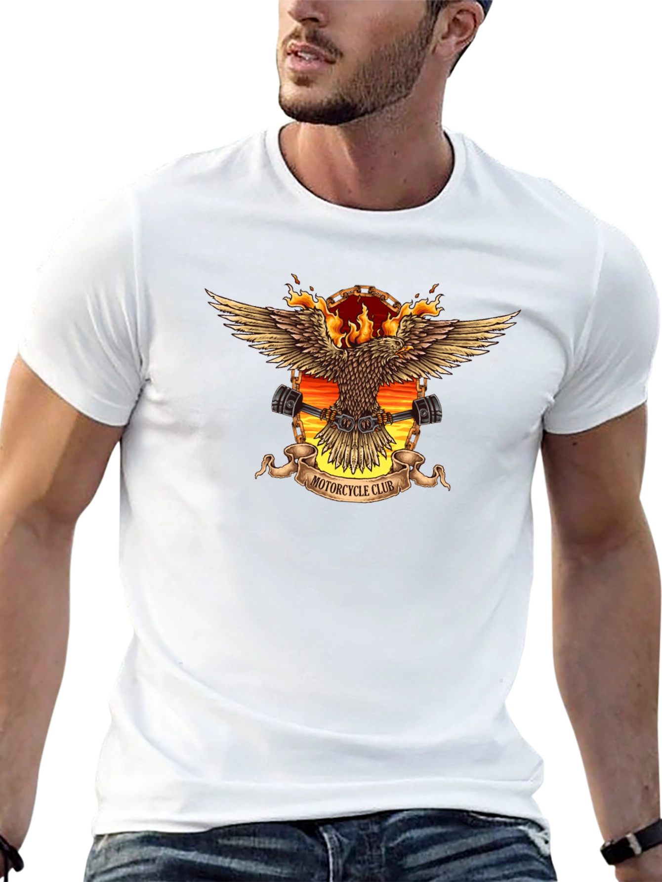 Motorcycle Club Eagle Graphic Tee - Black