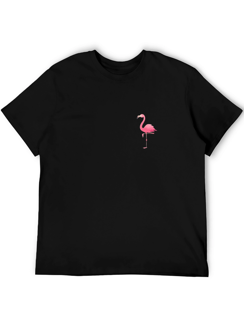 Black T-Shirt with Flamingo Graphic Print
