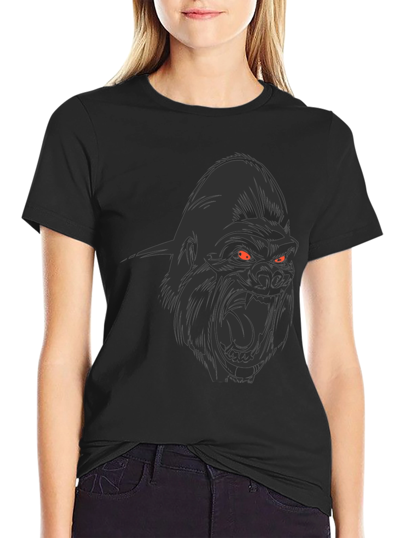 Mens Black Graphic Tee - Angry Gorilla Design