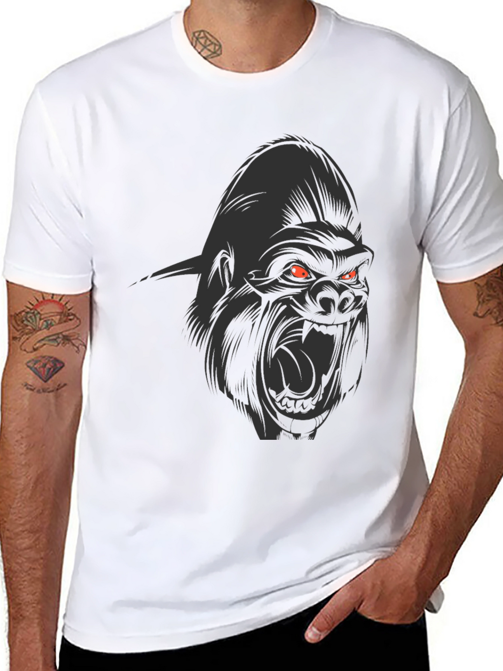 Mens Black Graphic Tee - Angry Gorilla Design