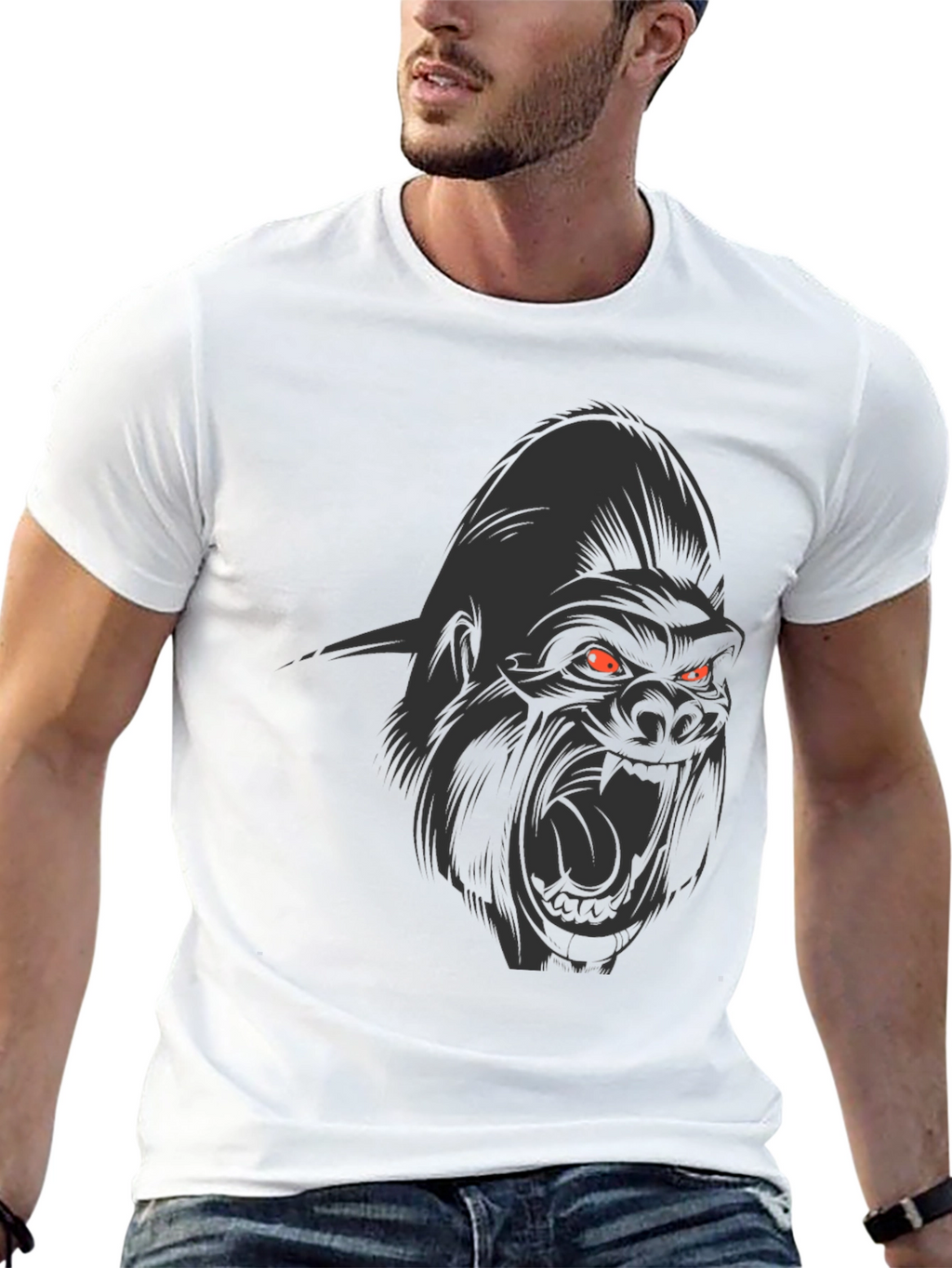 Mens Black Graphic Tee - Angry Gorilla Design