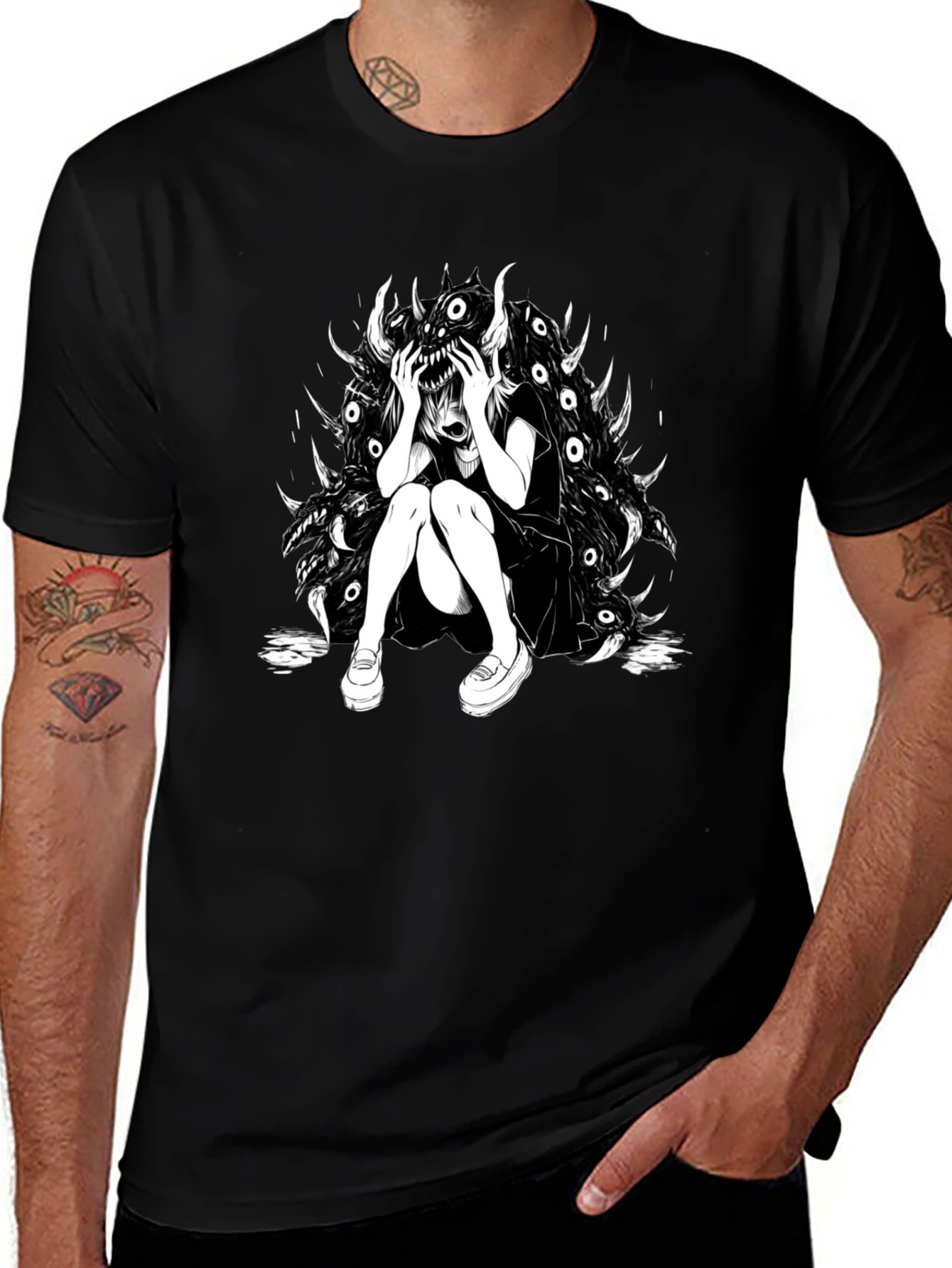 Dark Anime Graphic Tee - Black