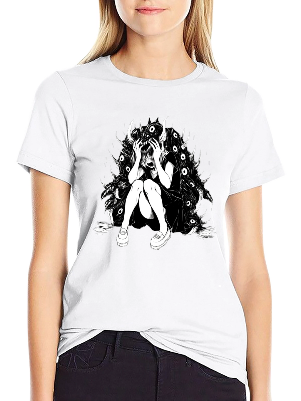 Dark Anime Graphic Tee - Black