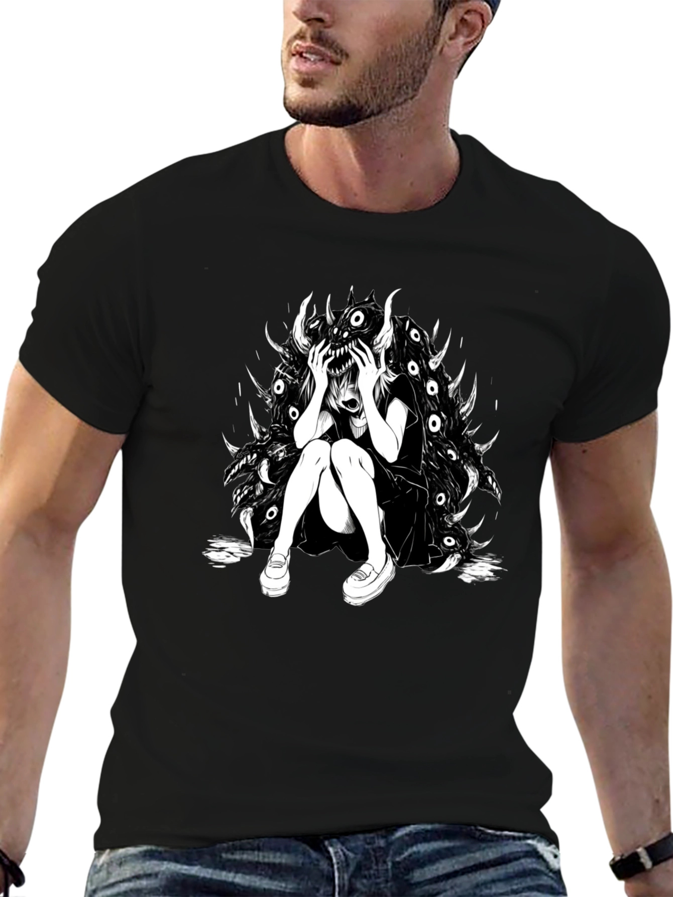 Dark Anime Graphic Tee - Black