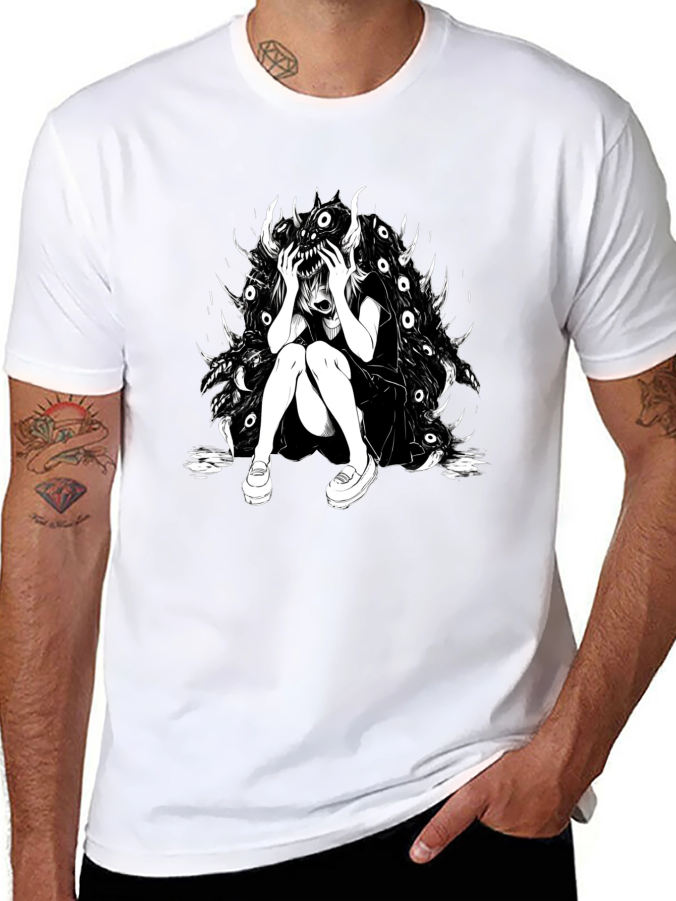 Dark Anime Graphic Tee - Black