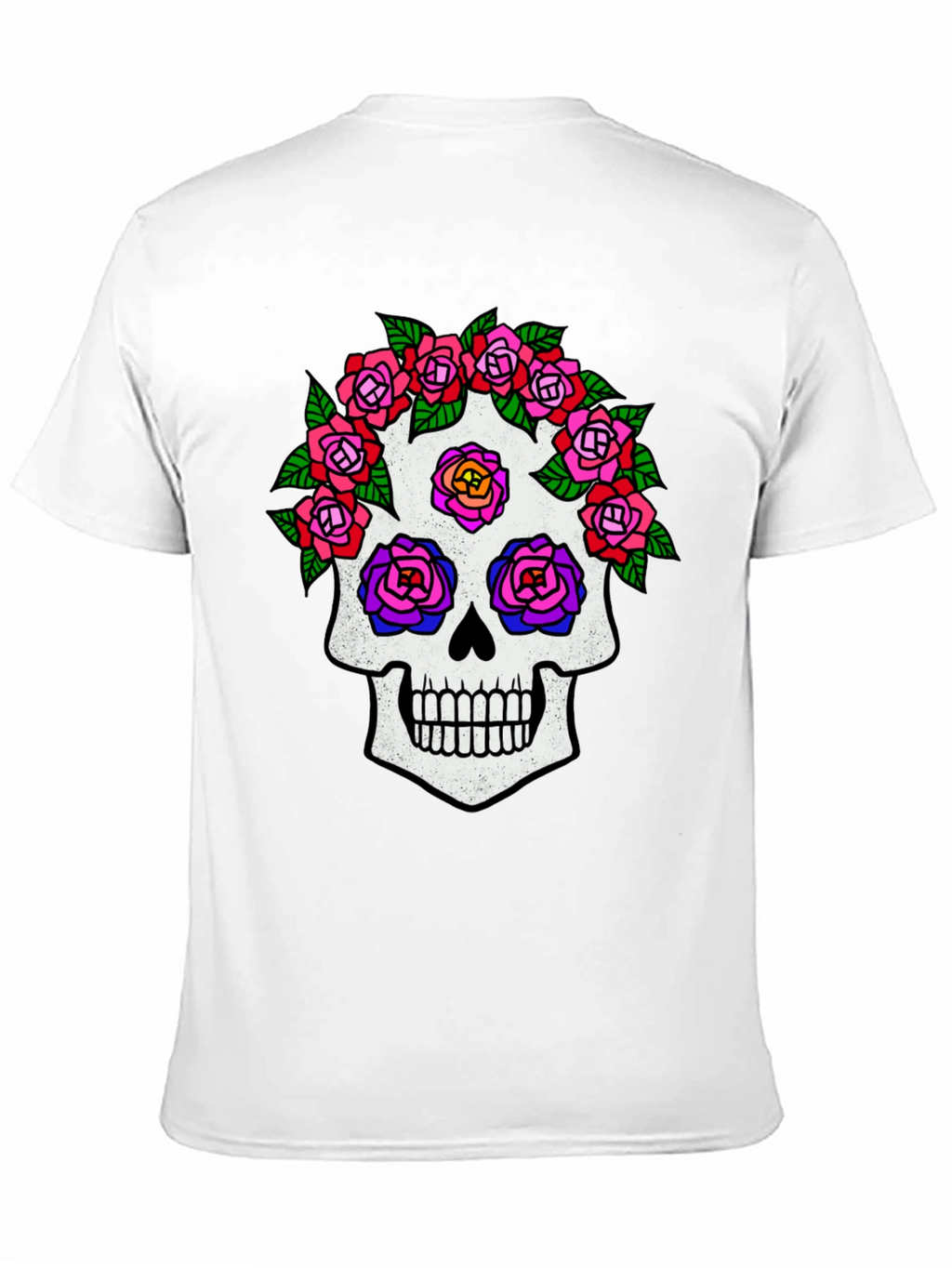 Sugar Skull Rose Graphic Tee - Black
