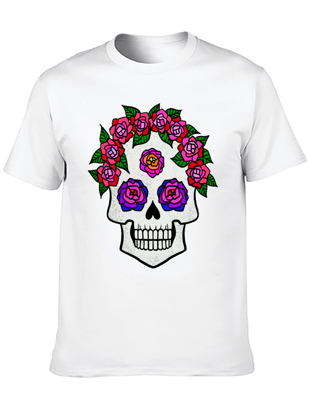 Sugar Skull Rose Graphic Tee - Black