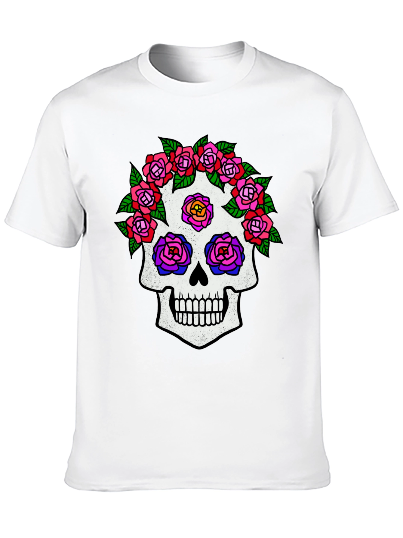 Sugar Skull Rose Graphic Tee - Black